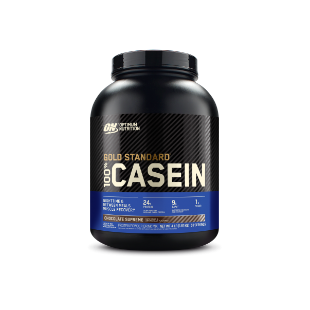 A bottle of Gold Standard 100% Casein