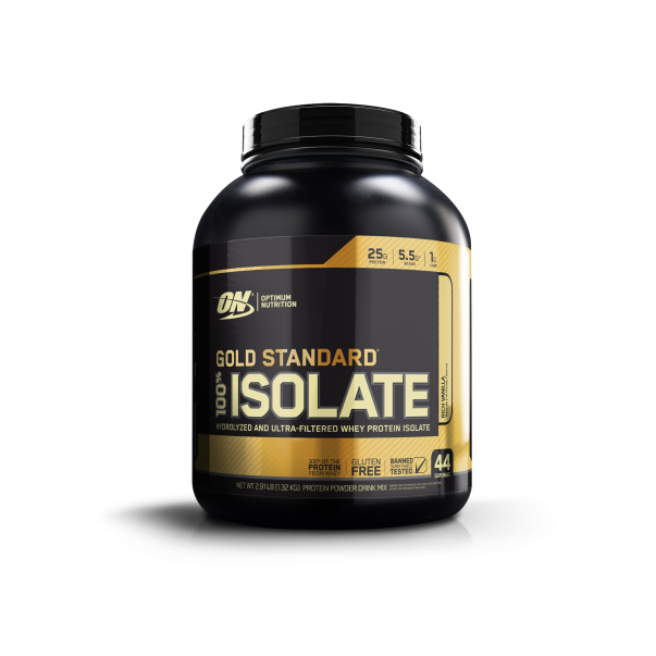 A bottle of Gold Standard 100% Isolate