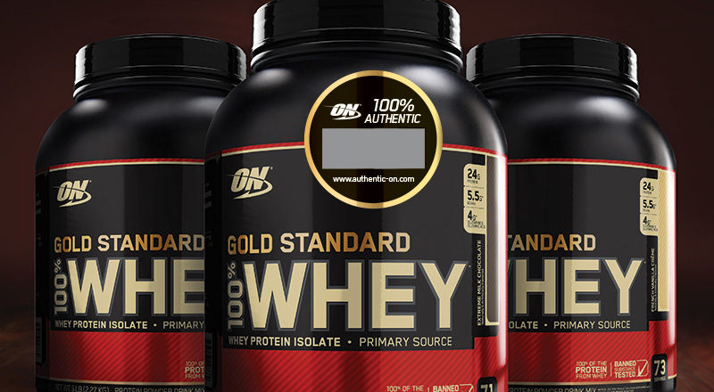 3 bottles of Gold Standard 100% Whey with authentic code sticker