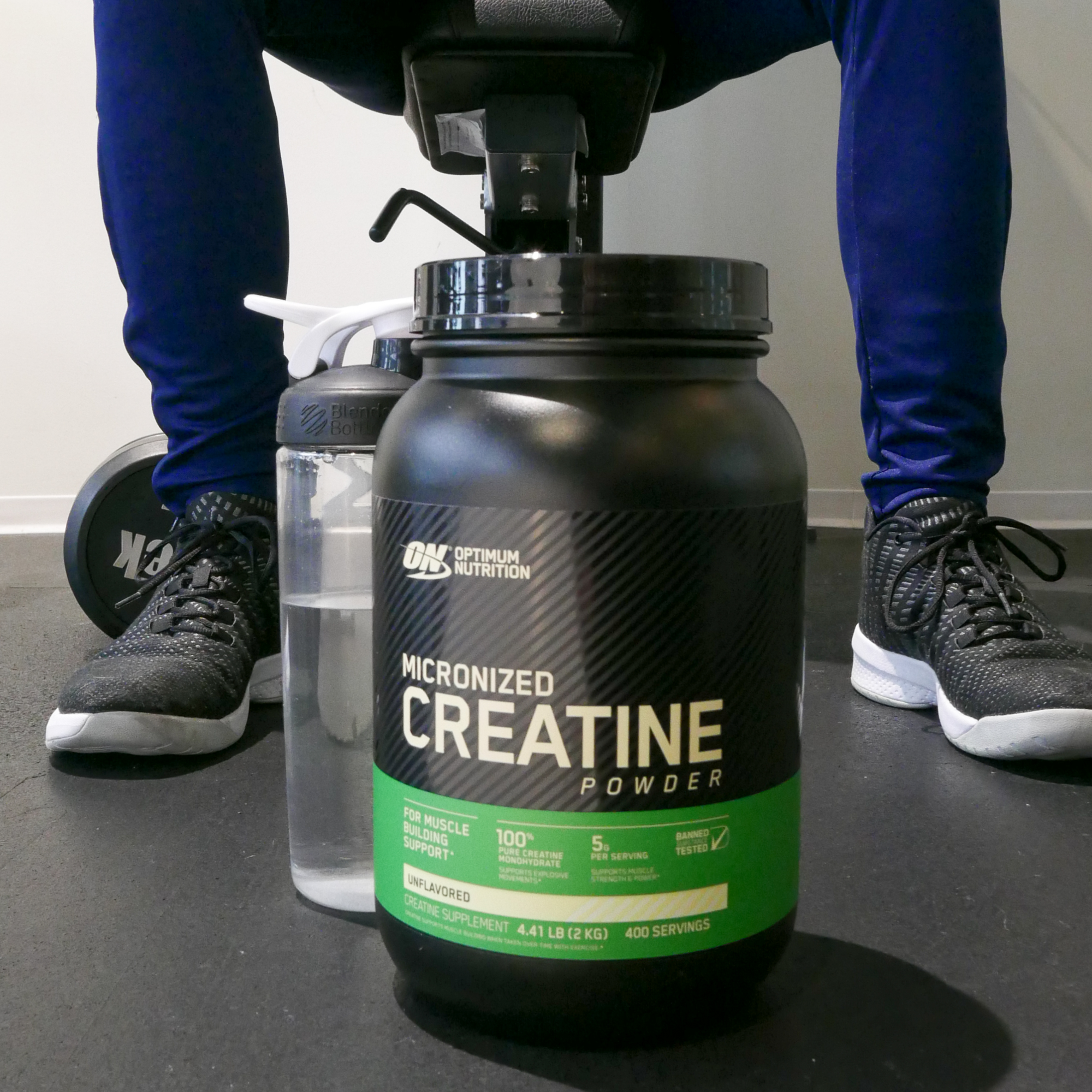 a tub of micronized creatine powder